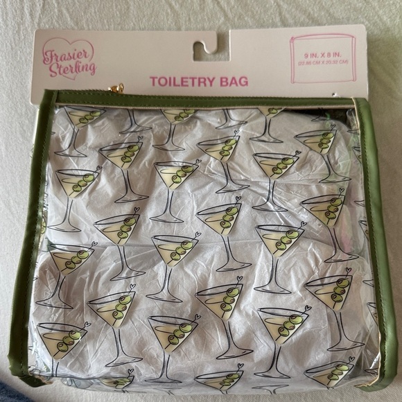 Frasier Sterling clear zipper closure martini graphics toiletry/makeup bag. NWT - Picture 1 of 5